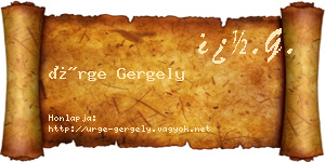 Ürge Gergely névjegykártya